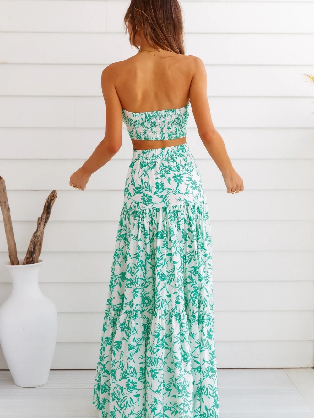 Runaway Green and White Floral Maxi Skirt - Picture 4 of 7